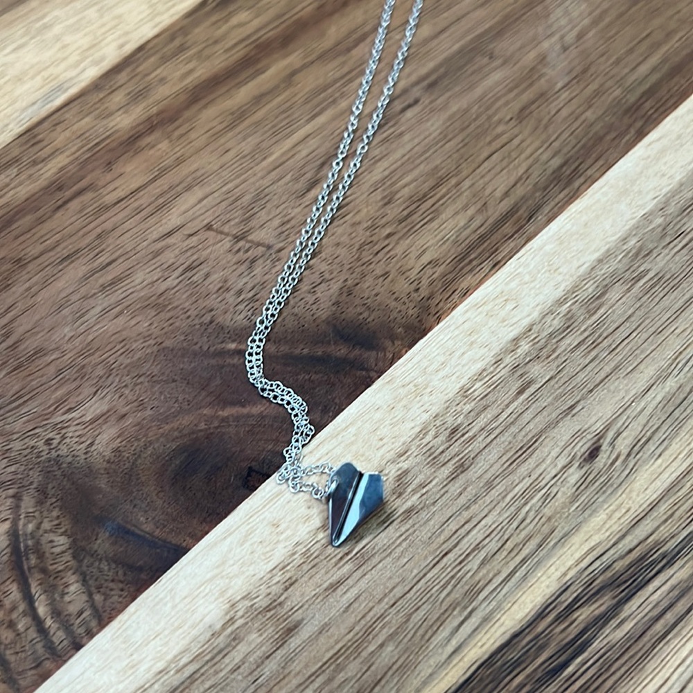 Paper airplane necklace in .925 sterling silver